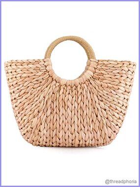 Handwoven Straw Rattan Tote Bag Top Handle Summer Beach Clutch Purse
